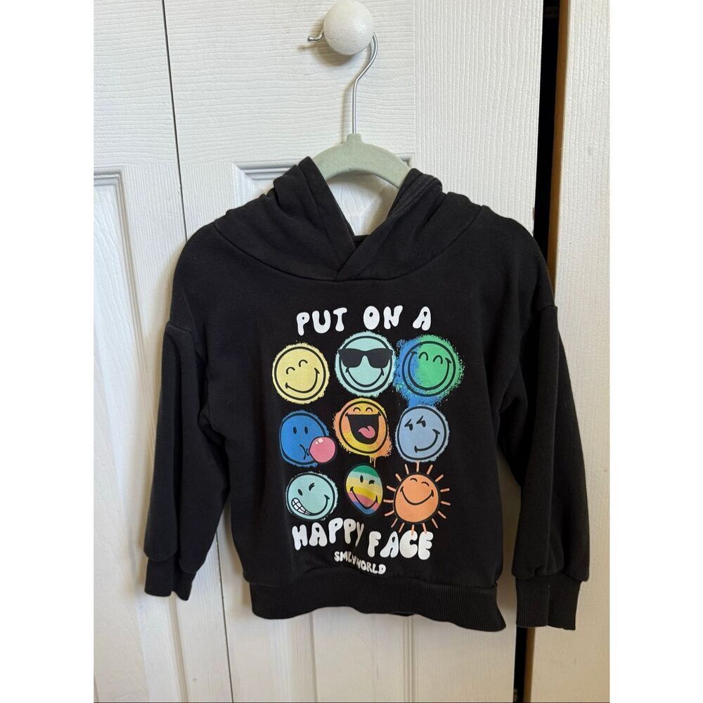 H&M x Smiley World 2T Black Graphic Hoodie Sweatshirt